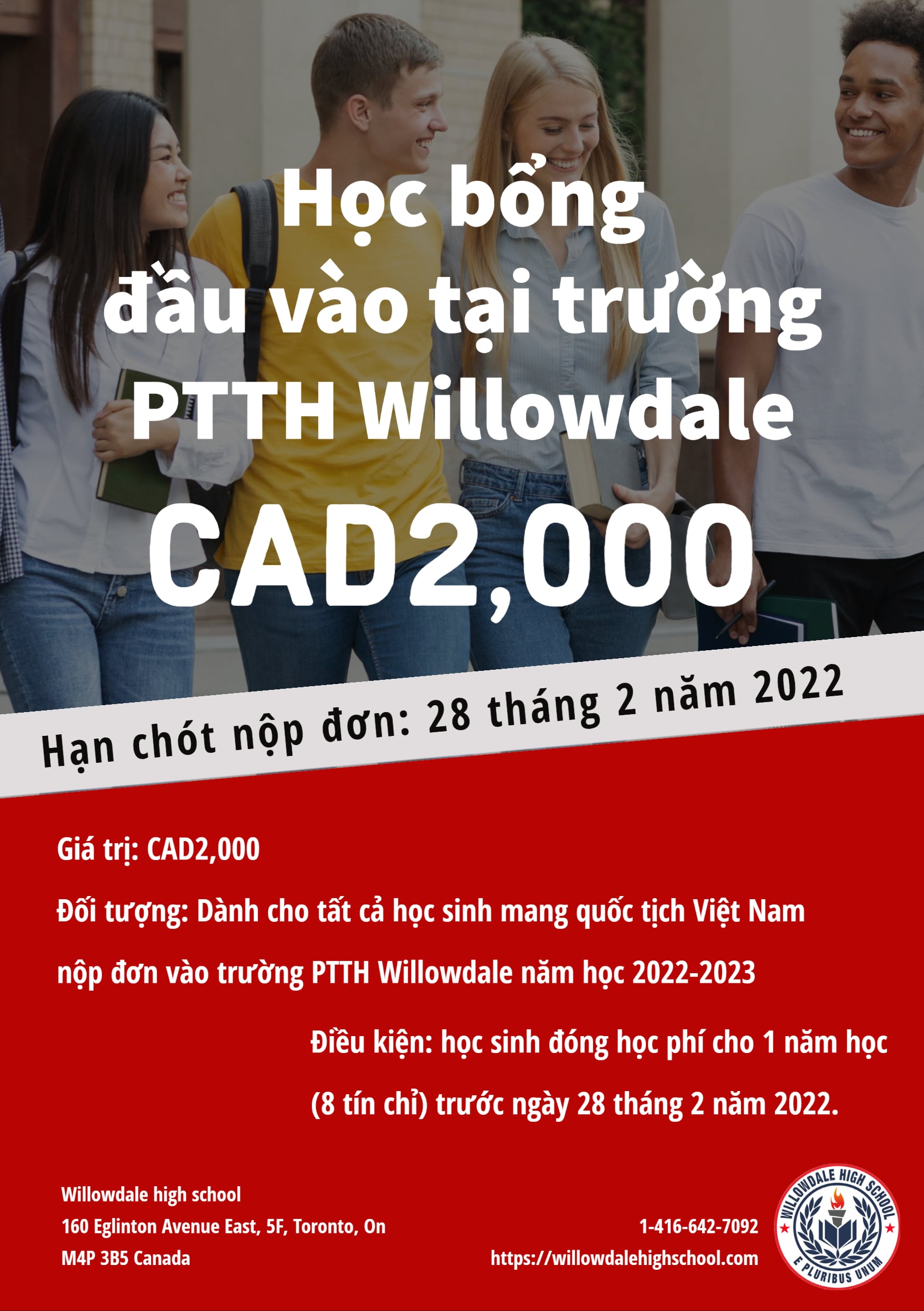 Học bổng đầu vào 2022 Willowdale 